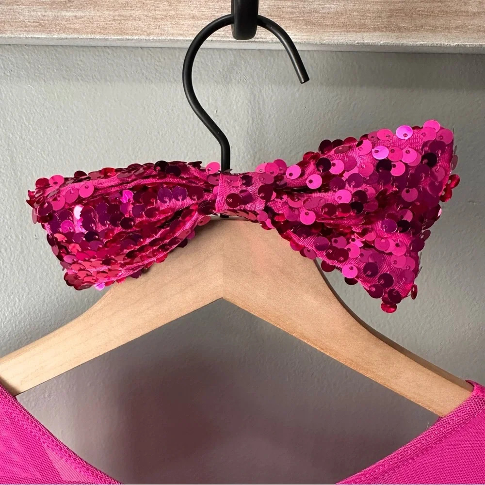 WEISSMAN Pink Sequin Jazz/Tap Dance Costume. EUC. XLC. Includes Bow! - Picture 3 of 9